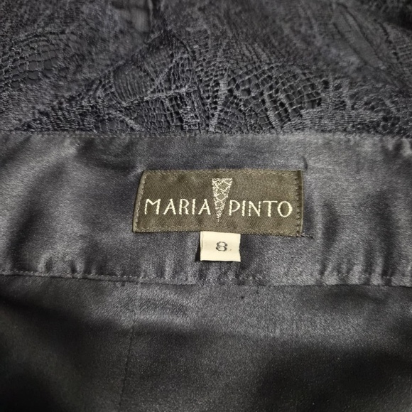 Maria Pinto Elegant Lace Navy Blue Slit Maxi Skirt US 8 - Picture 4 of 6